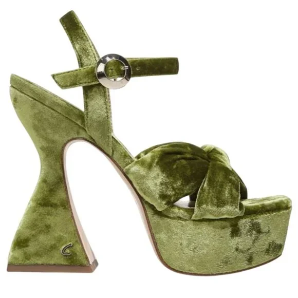 Circus Sam Edelman Womens Audrea Platform Sandal Light Jade Green Velvet Size 8 - Picture 2 of 3